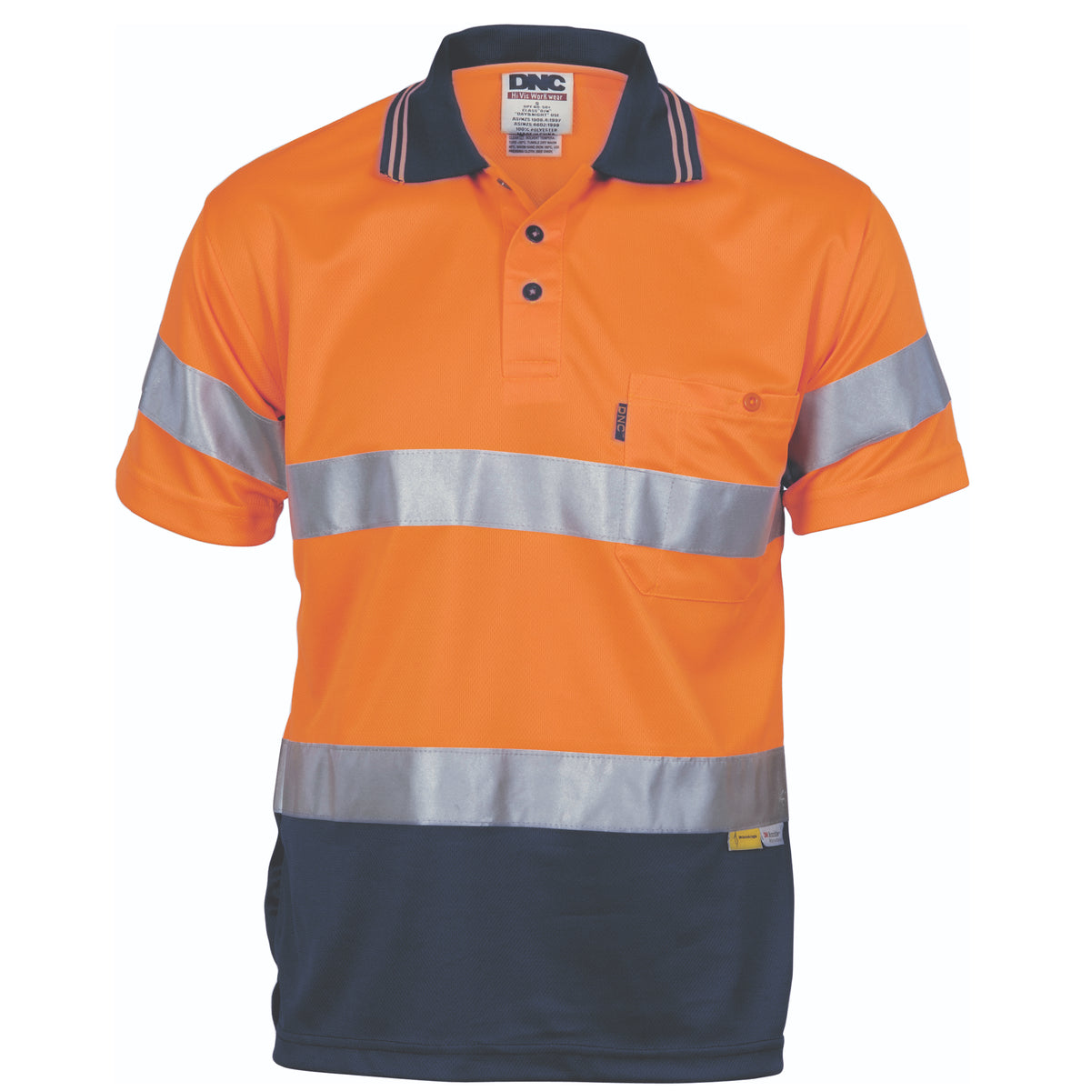 HiVis D/N Cool-Breathe Polo Shirt With 3M 8906 R/Tape - Short Sleeve — DNC Workwear colour image