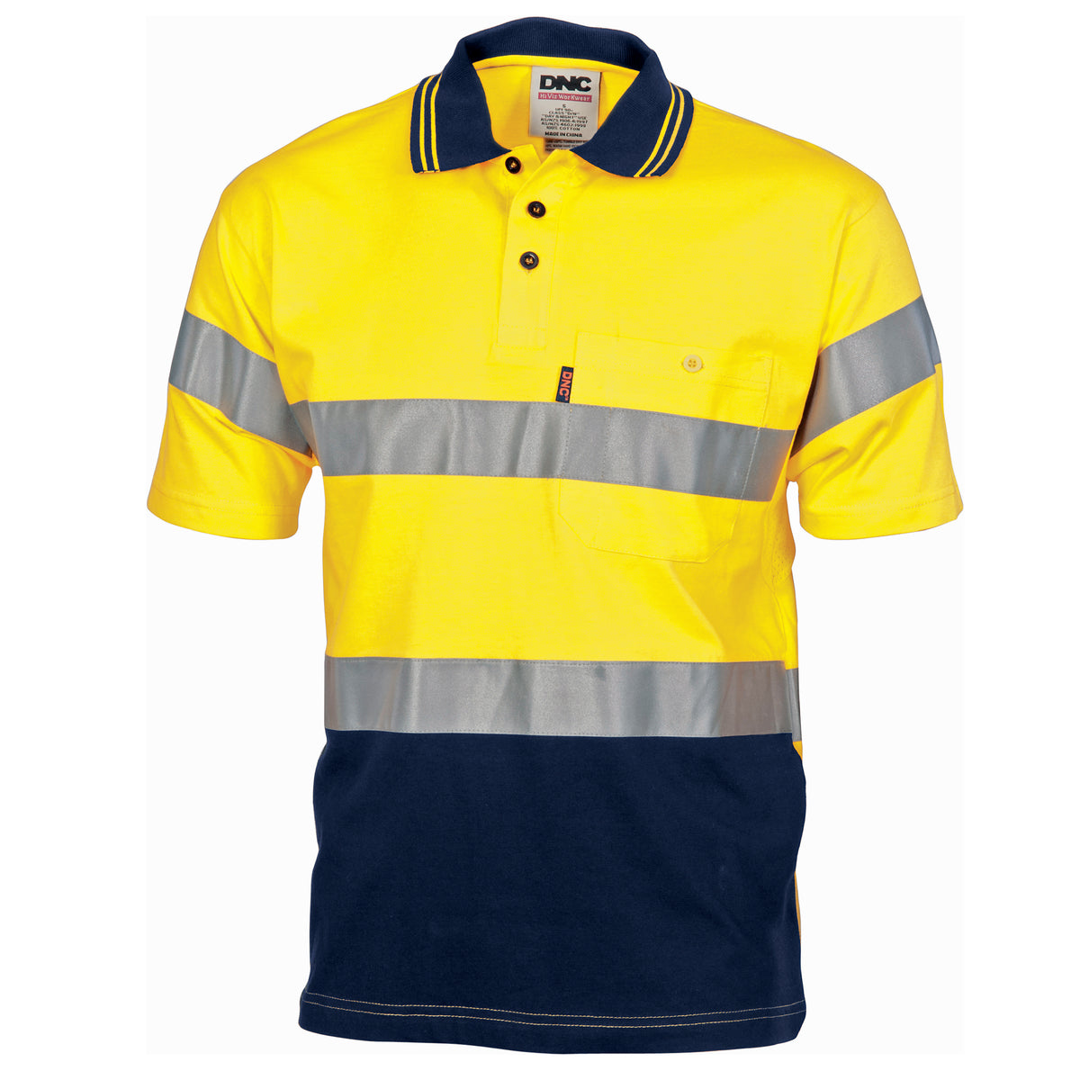 Hivis Cool-Breeze Cotton Jersey Polo With CSR R/Tape - S/S — DNC Workwear colour image