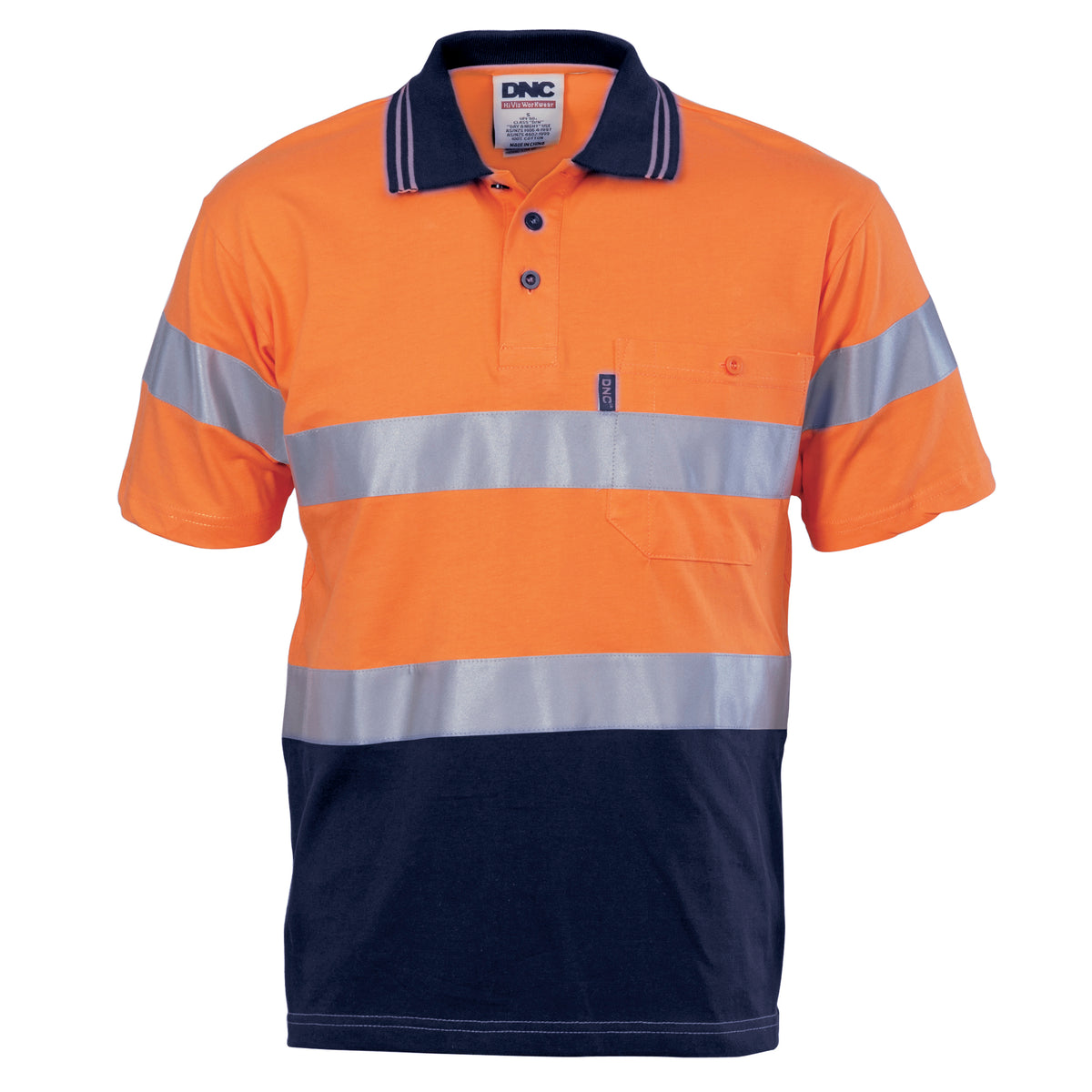 Hivis Cool-Breeze Cotton Jersey Polo With CSR R/Tape - S/S — DNC Workwear colour image