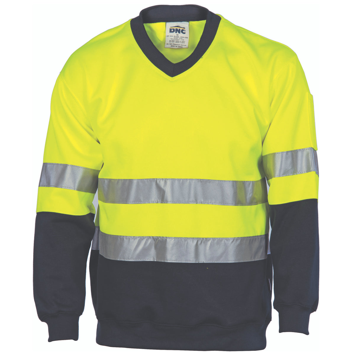 HiVis Two Tone Sweatshirt (Sloppy Joe) with CSR R/Tape V-Neck — DNC Workwear colour image