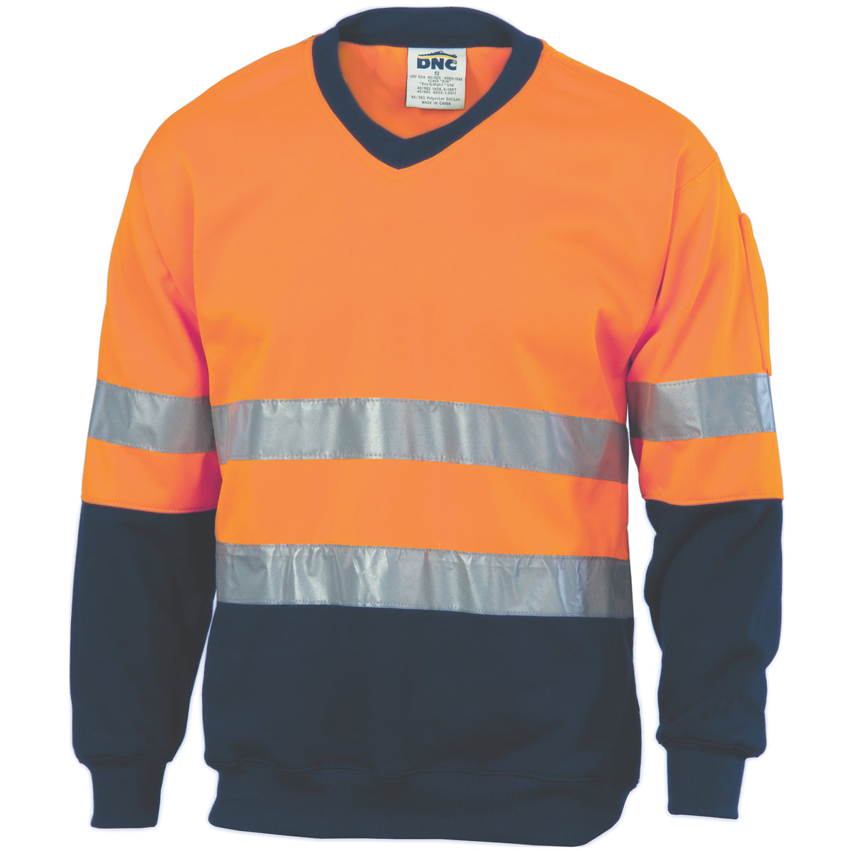HiVis Two Tone Sweatshirt (Sloppy Joe) with CSR R/Tape V-Neck — DNC Workwear colour image