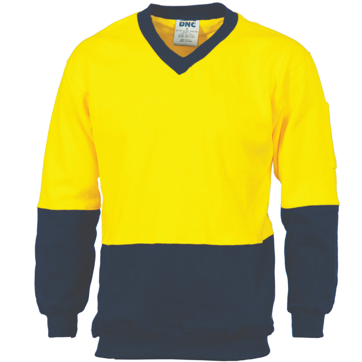 HiVis Two Tone Cotton Fleecy Sweatshirt V-Neck — DNC Workwear colour image