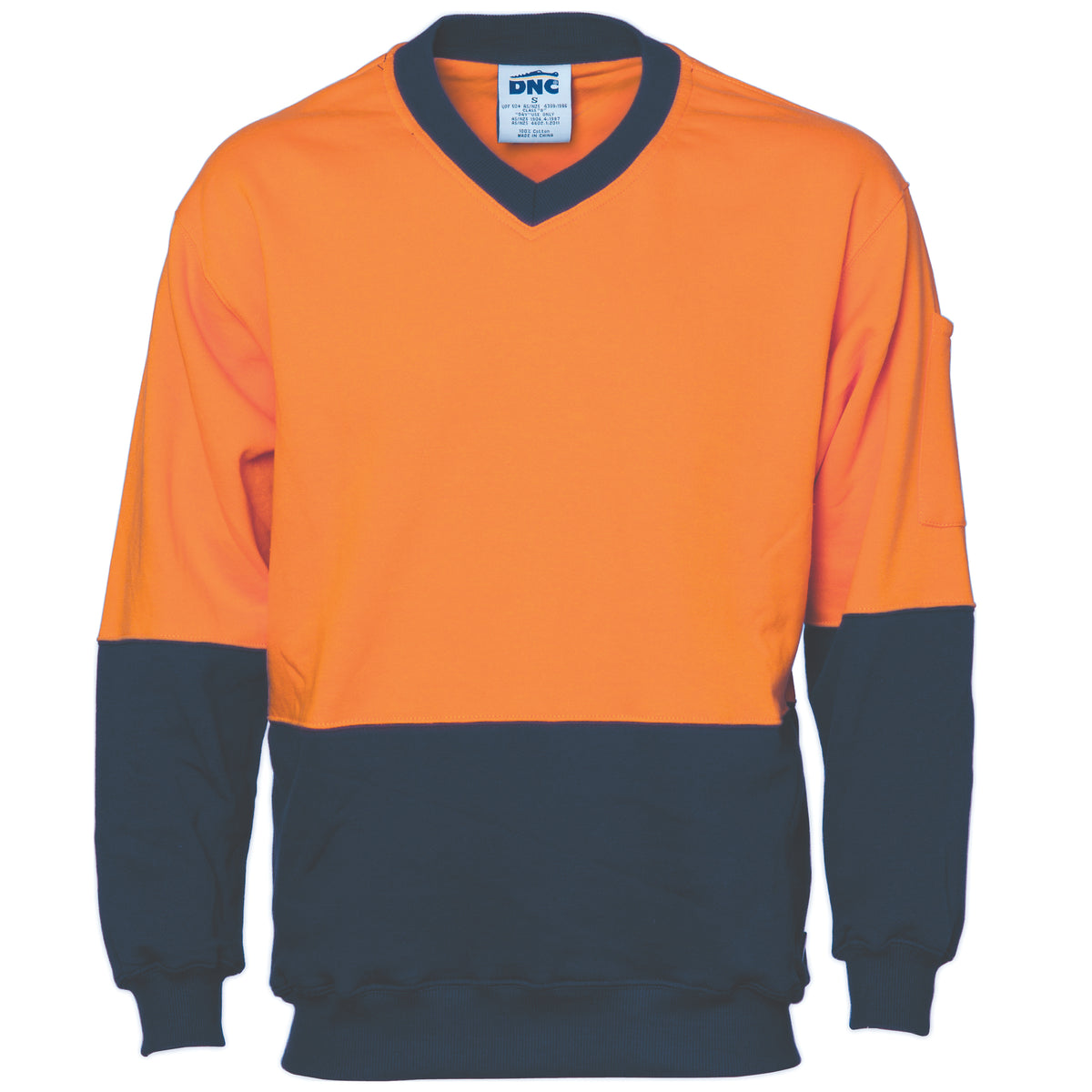 HiVis Two Tone Cotton Fleecy Sweatshirt V-Neck — DNC Workwear colour image