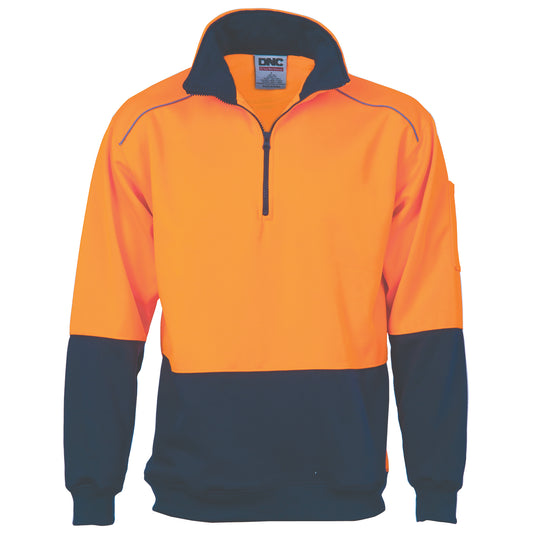 HiVis Two Tone 1/2 Zip Reflective Piping Sweatshirt — DNC Workwear colour image