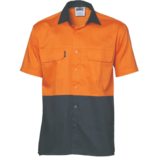 HiVis 3 Way Cool-Breeze Cotton Shirt - Short Sleeve — DNC Workwear colour image