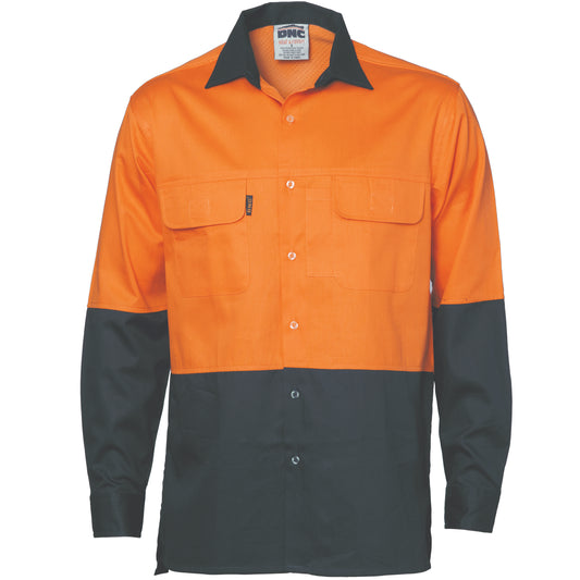 HiVis 3 Way Cool-Breeze Cotton Shirt - Long Sleeve — DNC Workwear colour image