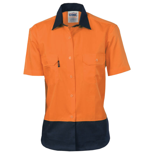 Ladies HiVis Two Tone Cool-Breeze Cotton Shirt - Short Sleeve — DNC Workwear colour image
