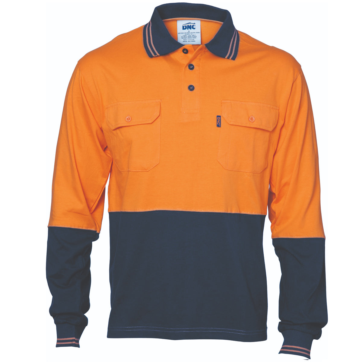 HiVis Cool-Breeze Two Tone Cotton Jersey Polo Shirt with Twin Chest Pocket - L/S — DNC Workwear colour image