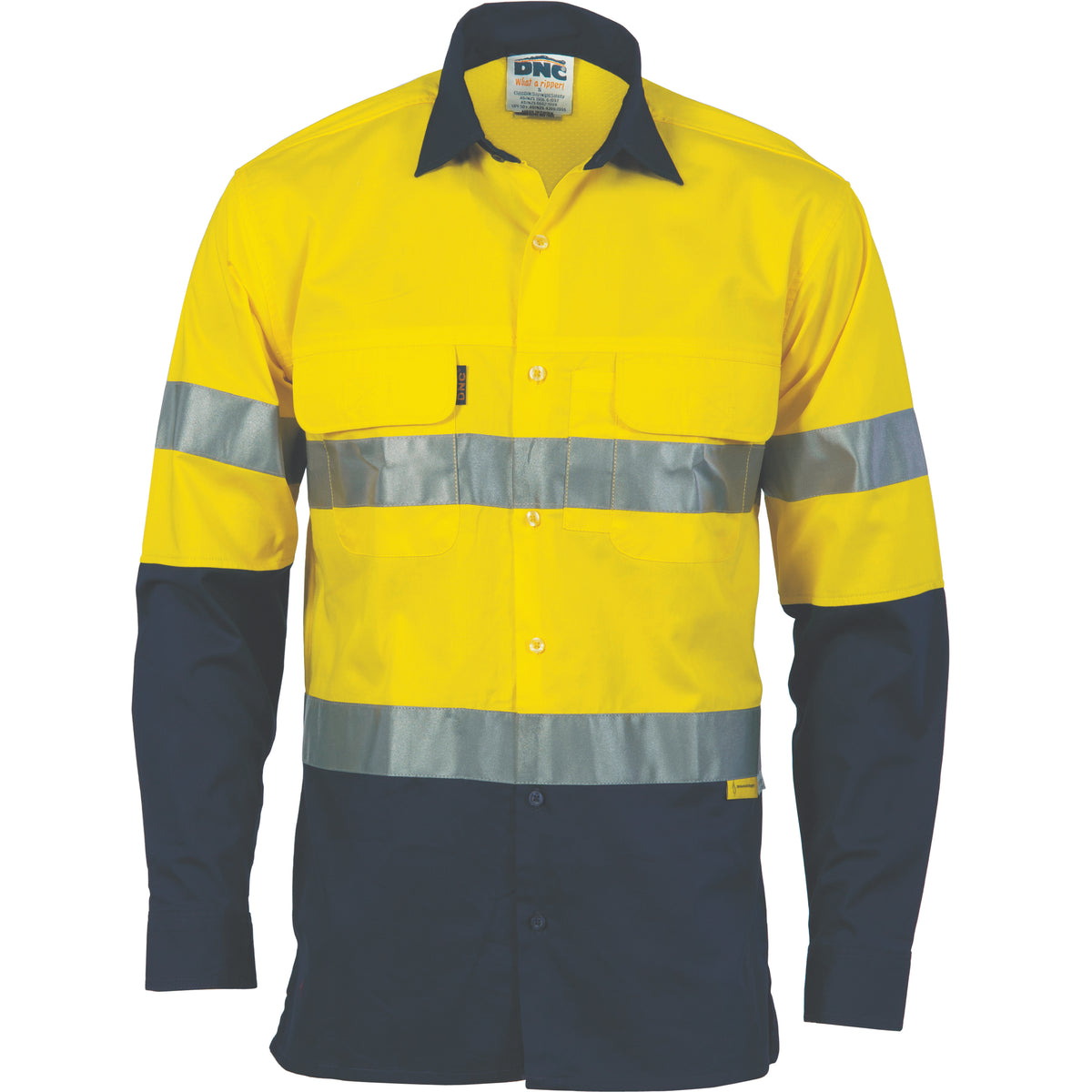 HiVis 3 Way Cool-Breeze Cotton Shirt with CSR R/Tape - Long sleeve — DNC Workwear colour image