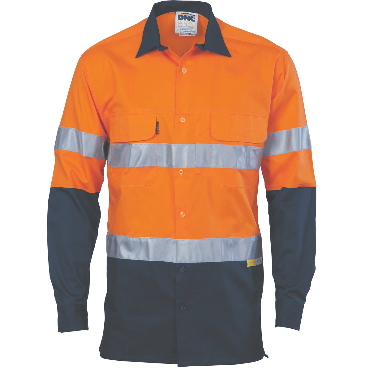 HiVis 3 Way Cool-Breeze Cotton Shirt with CSR R/Tape - Long sleeve — DNC Workwear colour image