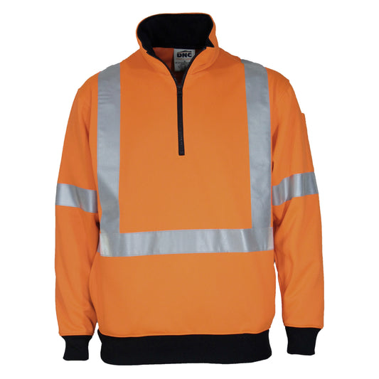HiVis "X" Back 1/2 Zip Cotton Jumper with Additional CSR R/Tape on Tail — DNC Workwear colour image