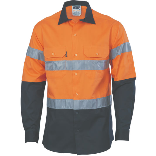 HiVis Cool-Breeze Cotton Shirt with CSR R/Tape - Long Sleeve — DNC Workwear colour image