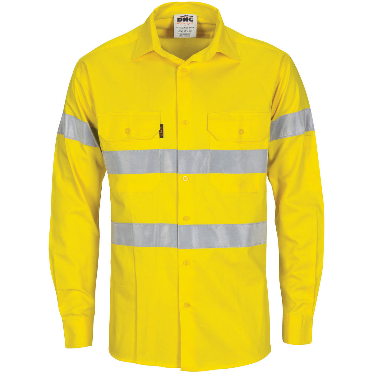 HiVis Cool-Breeze Cotton Shirt with CSR R/Tape - Long Sleeve — DNC Workwear colour image