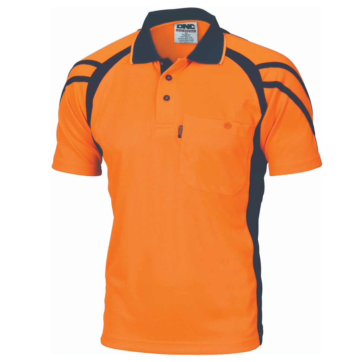 Cool-Breathe Stripe Panel Polo Shirt - Short Sleeve — DNC Workwear colour image