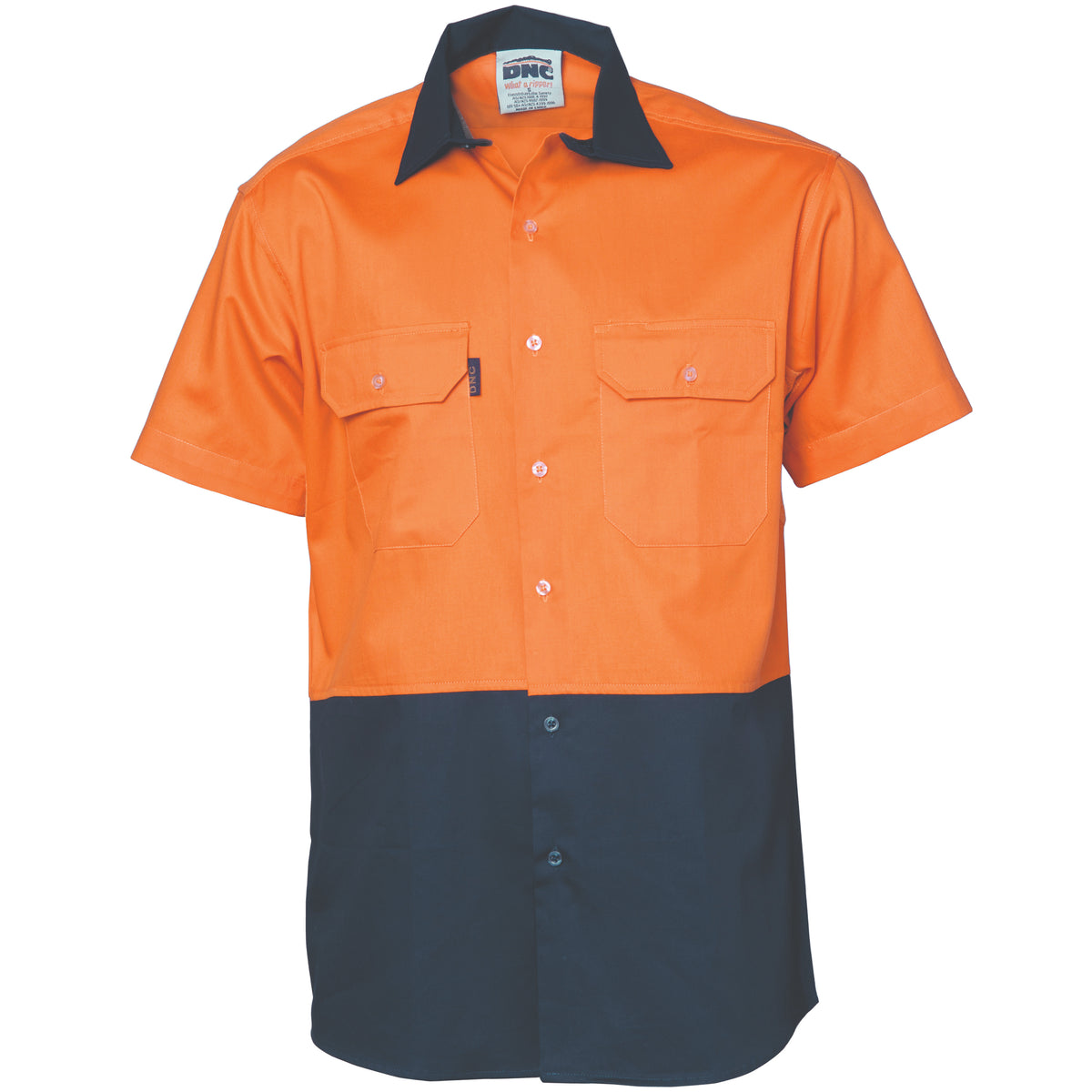 HiVis Two Tone Cotton Drill Vented Shirt - Short Sleeve — DNC Workwear colour image