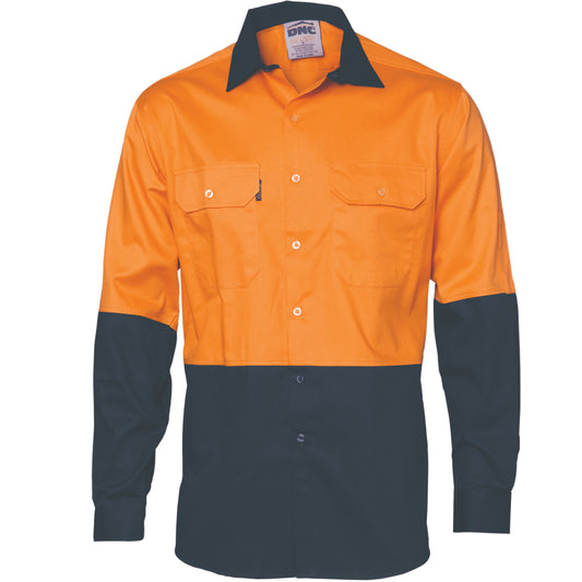 HiVis Two Tone Cotton Drill Vented Shirt - Long Sleeve — DNC Workwear colour image