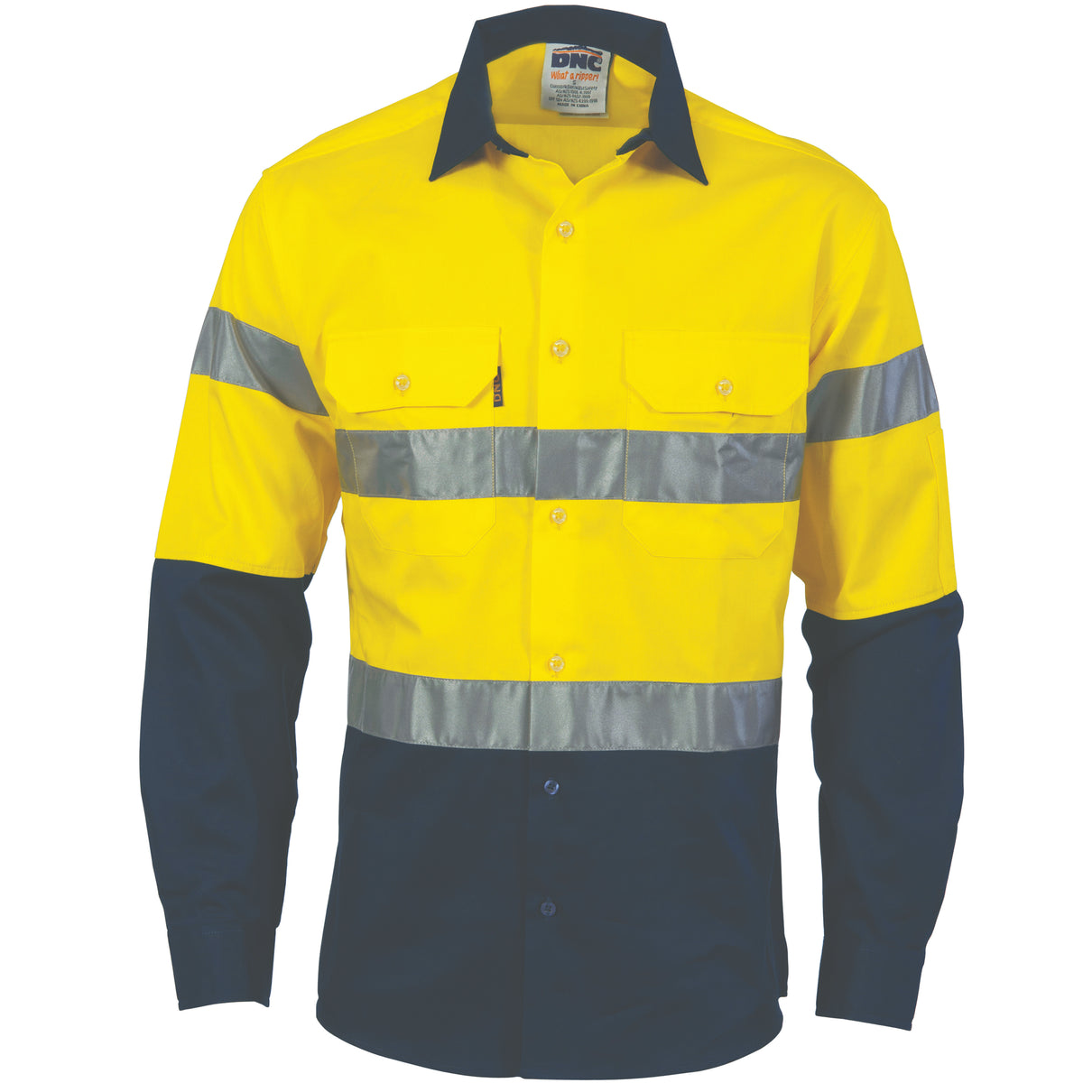 HiVis D/N Two Tone Drill Shirt with CSR R/Tape - Long Sleeve — DNC Workwear colour image