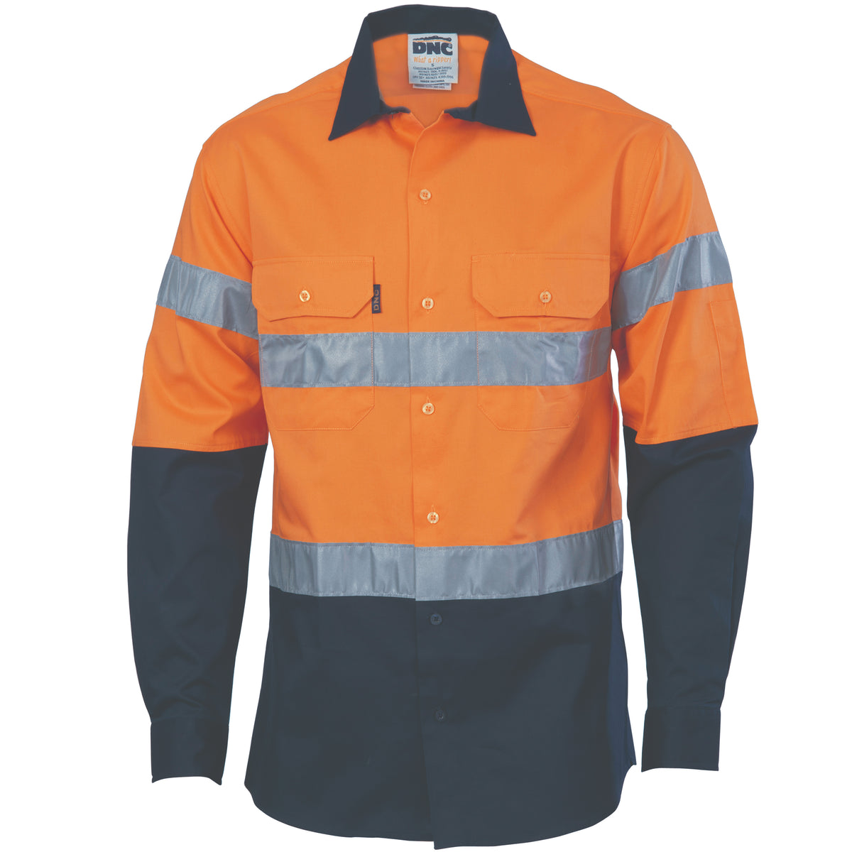 HiVis D/N Two Tone Drill Shirt with CSR R/Tape - Long Sleeve — DNC Workwear colour image