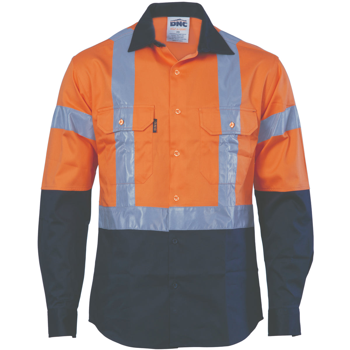 HiVis D/N Two Tone Drill Shirt with "H" Pattern CSR R/Tape - Long Sleeve — DNC Workwear colour image