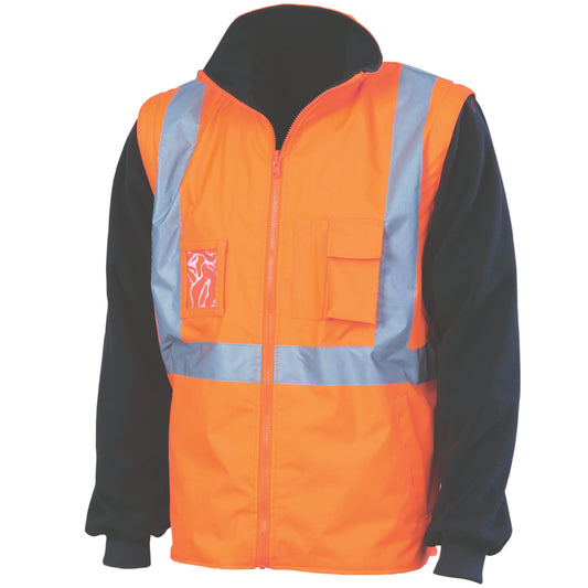 HiVis “4 in 1” Zip Off Sleeve Reversible Vest "X" Back with Additional CSR R/Tape on Tail — DNC Workwear colour image