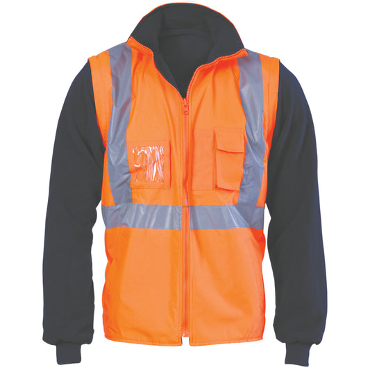 HiVis "X" Back D/N “4 in 1” Zip Off Sleeve Reversible Vest — DNC Workwear colour image