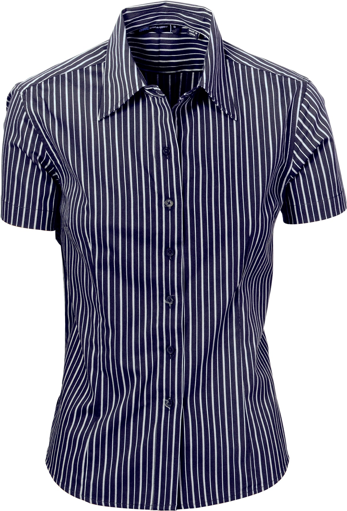 Ladies Stretch Yarn Dyed Contrast Stripe Sh irts -Short Sleeve — DNC Workwear colour image