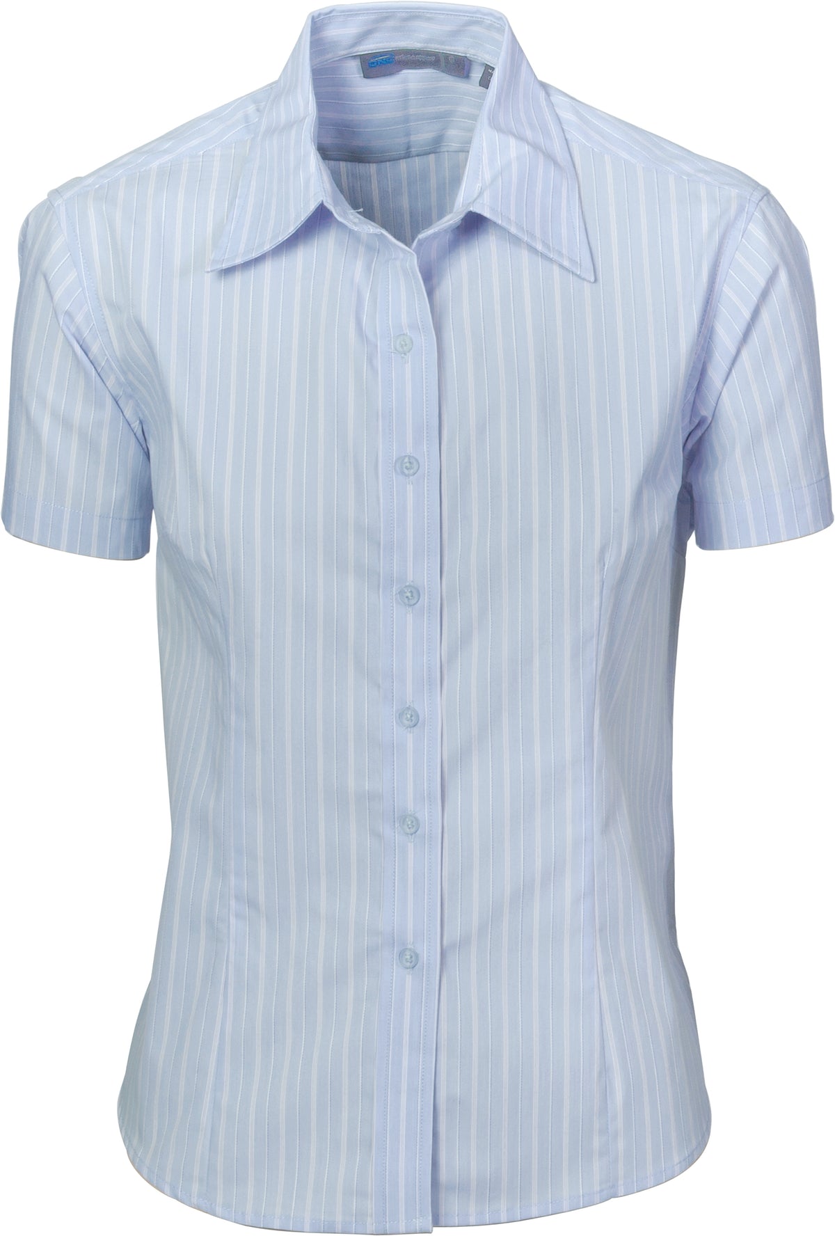 Ladies Stretch Yarn Dyed Contrast Stripe Sh irts -Short Sleeve — DNC Workwear colour image