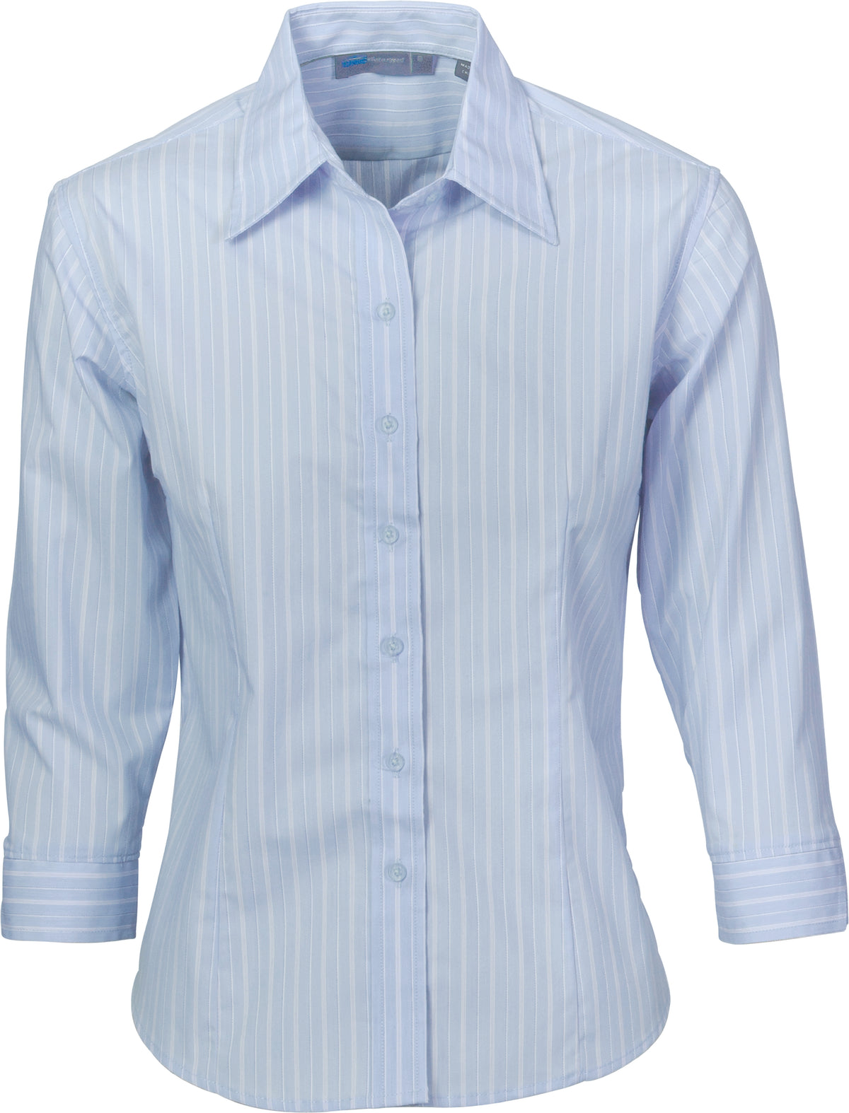 Ladies Stretch Yarn Dyed Contrast Stripe Sh irts - 3/4 Sleeve — DNC Workwear colour image