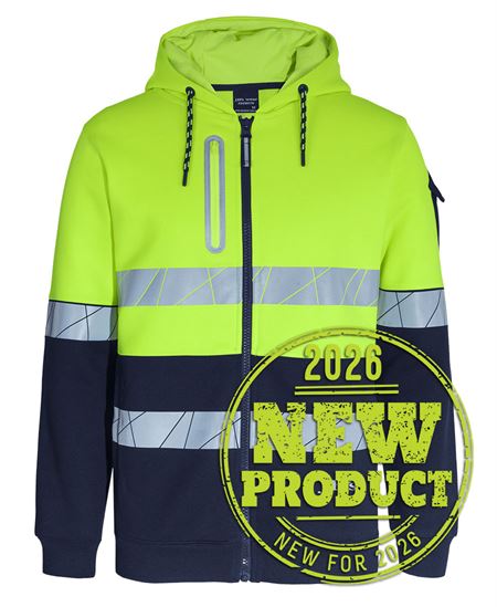 JB's 450g Hi Vis Full Zip Hoodie with Fragmented Tape