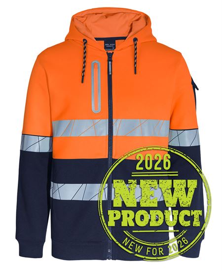 JB's 450g Hi Vis Full Zip Hoodie with Fragmented Tape