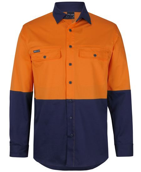 JB'S Hi Vis L/S Stretch Work Shirt