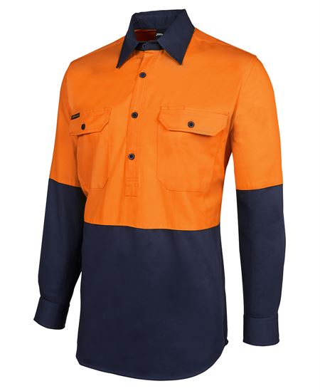JB's Hi Vis Close Front L/S 190g Work Shirt