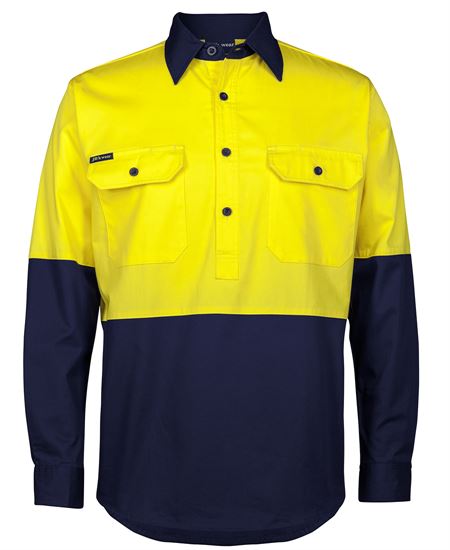 JB's Hi Vis Close Front L/S 150g Work Shirt