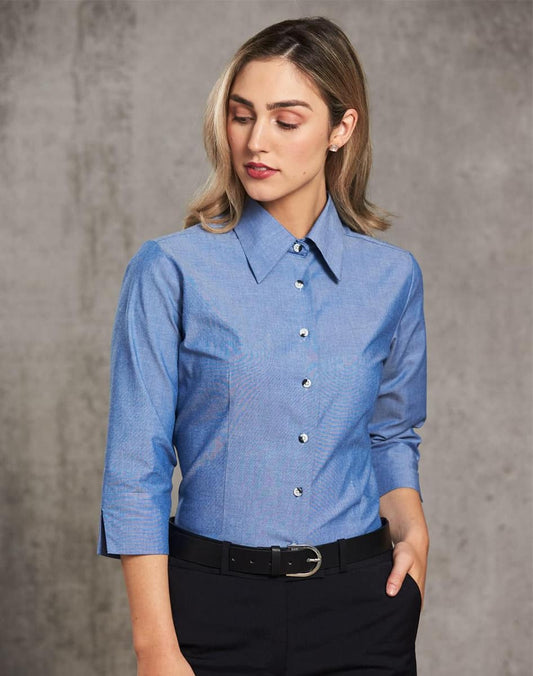 BS04 Ladies' Chambray 3/4 Sleeve - BS04