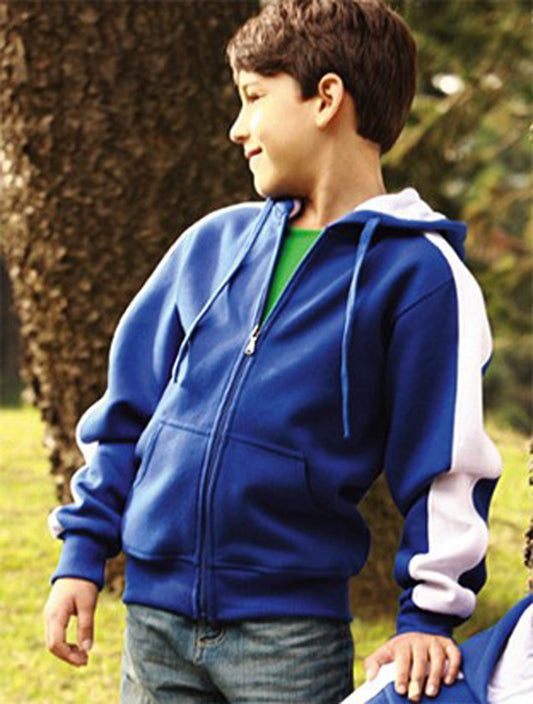 Kids Contrast Fleece Zip Through Hoodie (CJ1222)