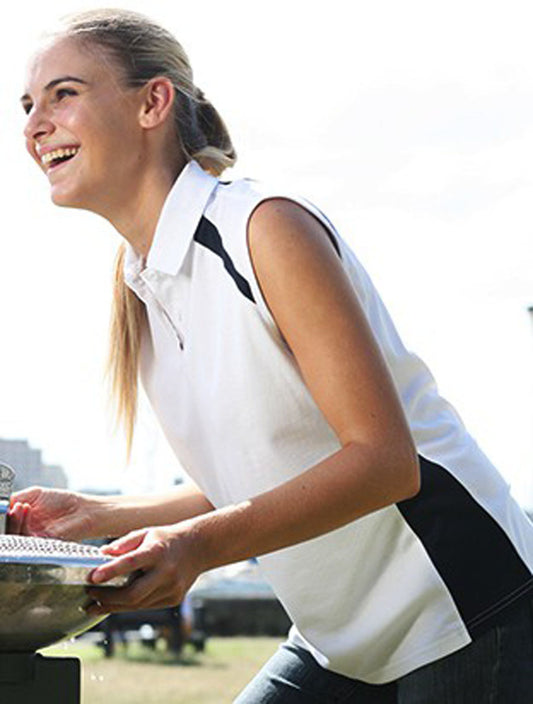 Team Essentials-Ladies Sleeveless Contrast Polo (CP0931)