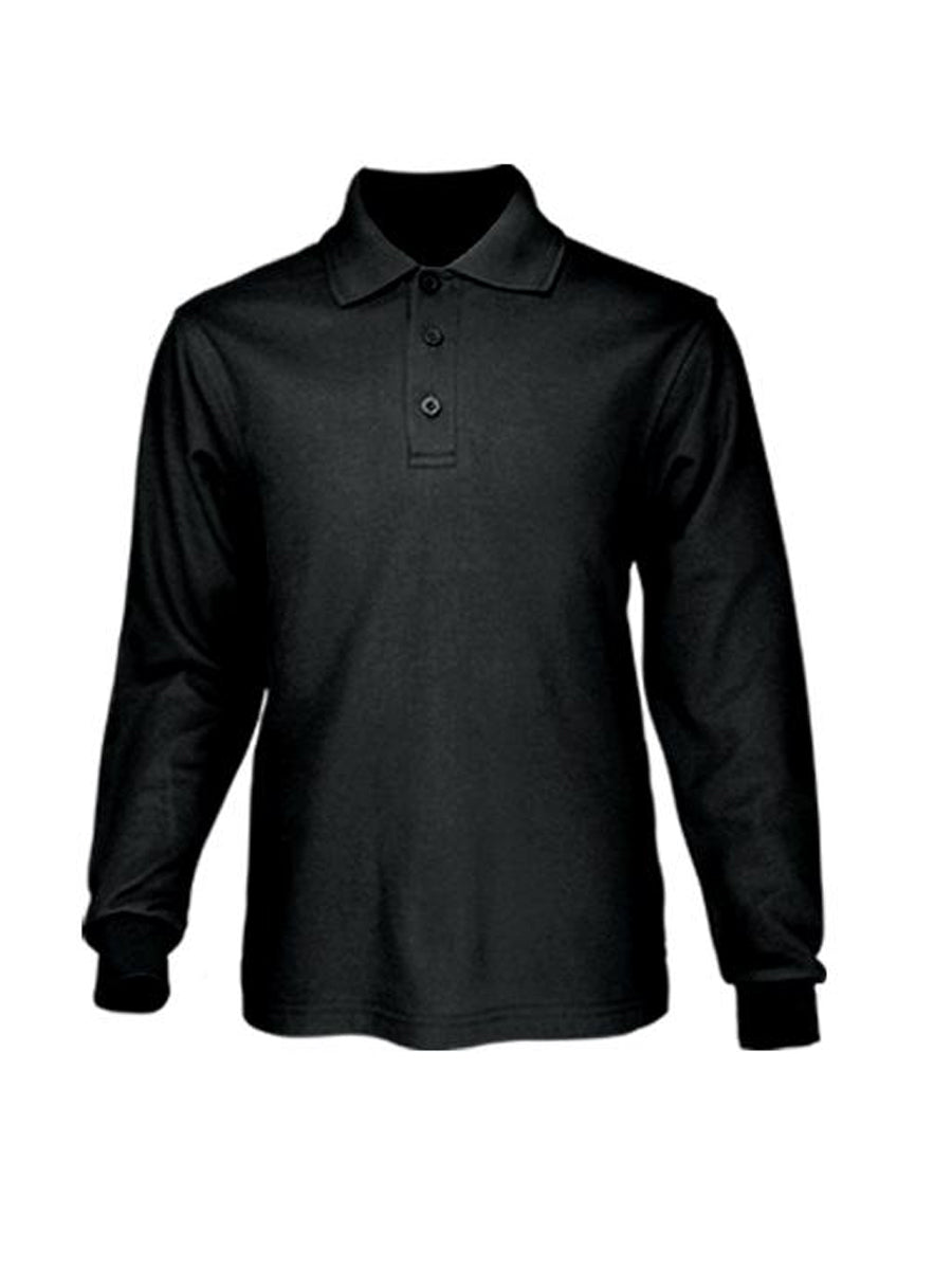 Kids Plain Colour Poly Face Cotton Backing Long Sleeve Polo (CP1605)