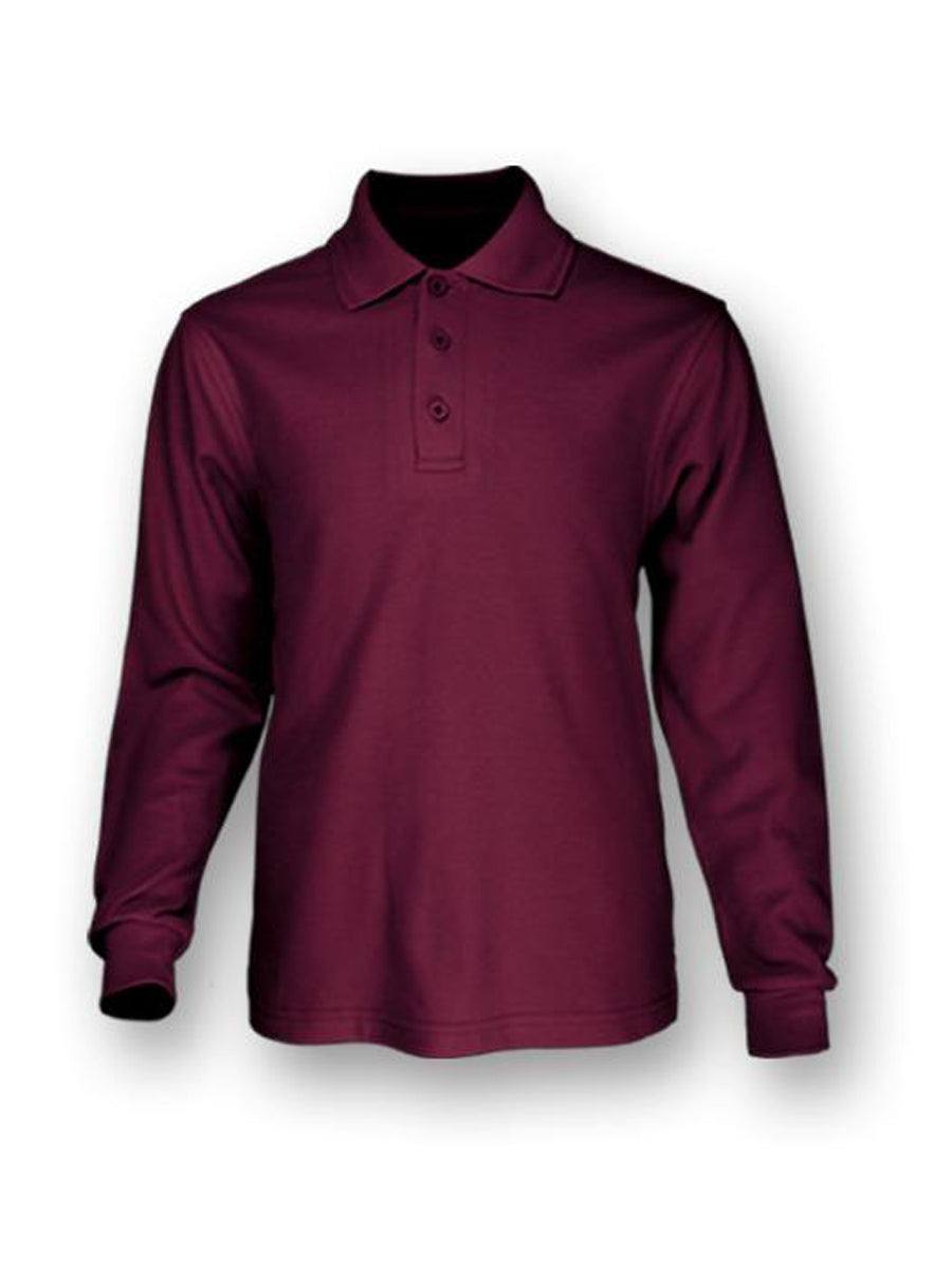 Kids Plain Colour Poly Face Cotton Backing Long Sleeve Polo (CP1605)