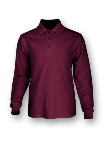Kids Plain Colour Poly Face Cotton Backing Long Sleeve Polo (CP1605)