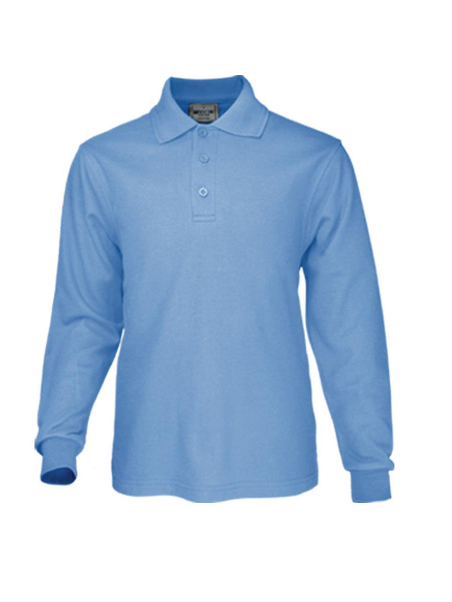 Kids Plain Colour Poly Face Cotton Backing Long Sleeve Polo (CP1605)