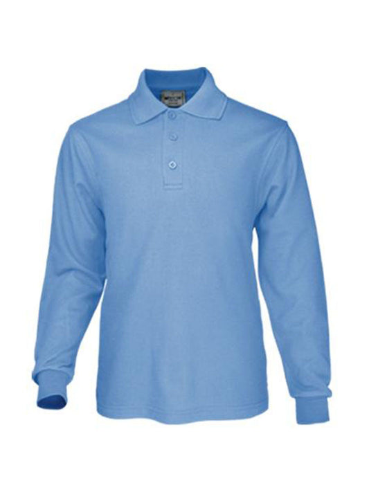 Kids Plain Colour Poly Face Cotton Backing Long Sleeve Polo (CP1605)