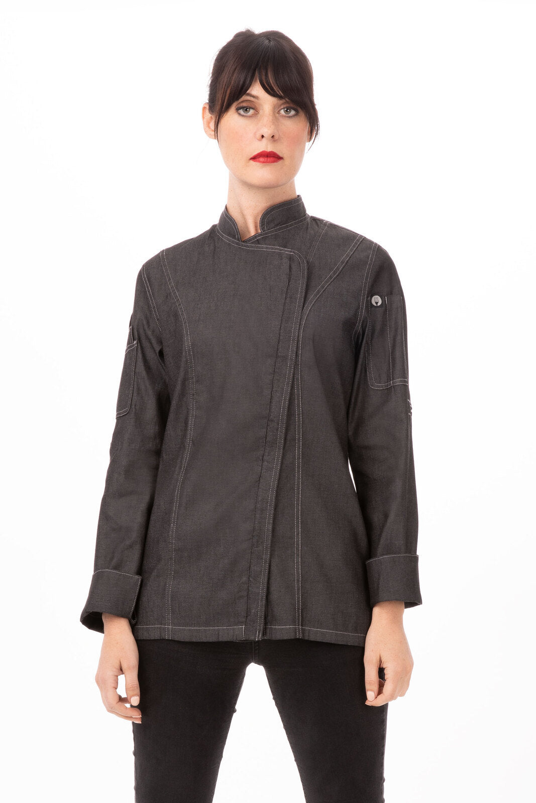 Gramercy Women's Denim Chef Jacket- Black