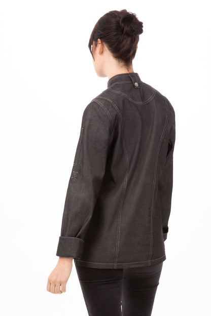Gramercy Women's Denim Chef Jacket- Black