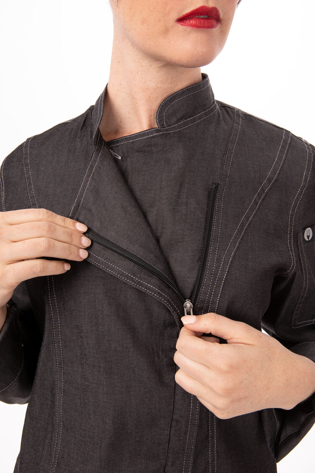 Gramercy Women's Denim Chef Jacket- Black