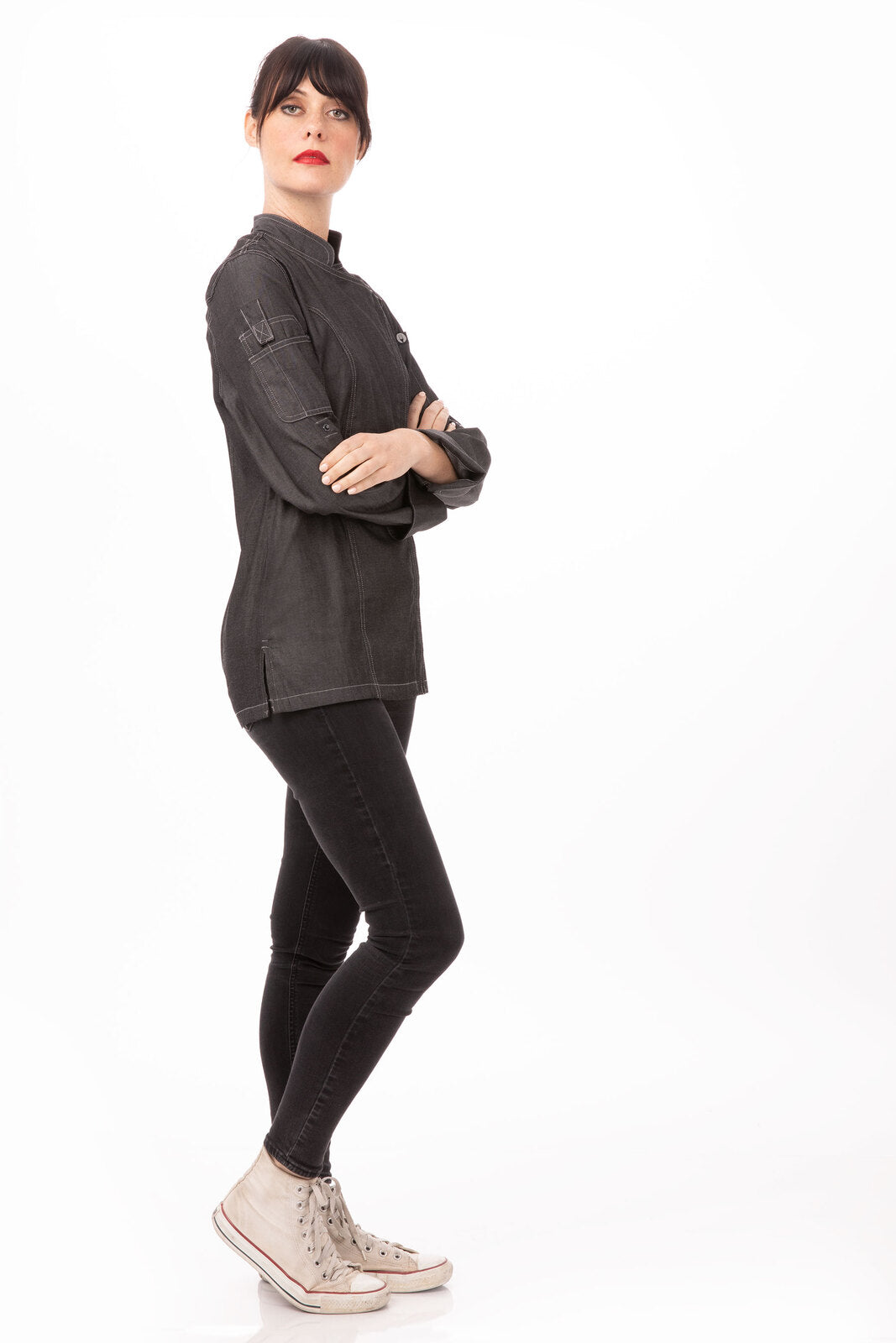 Gramercy Women's Denim Chef Jacket- Black