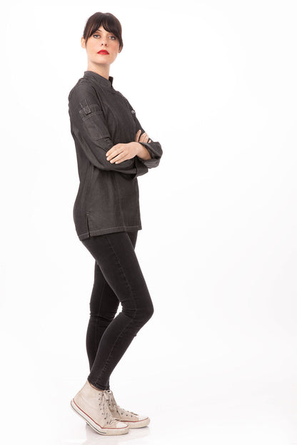 Gramercy Women's Denim Chef Jacket- Black