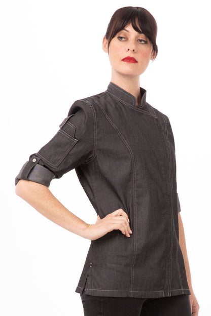 Gramercy Women's Denim Chef Jacket- Black