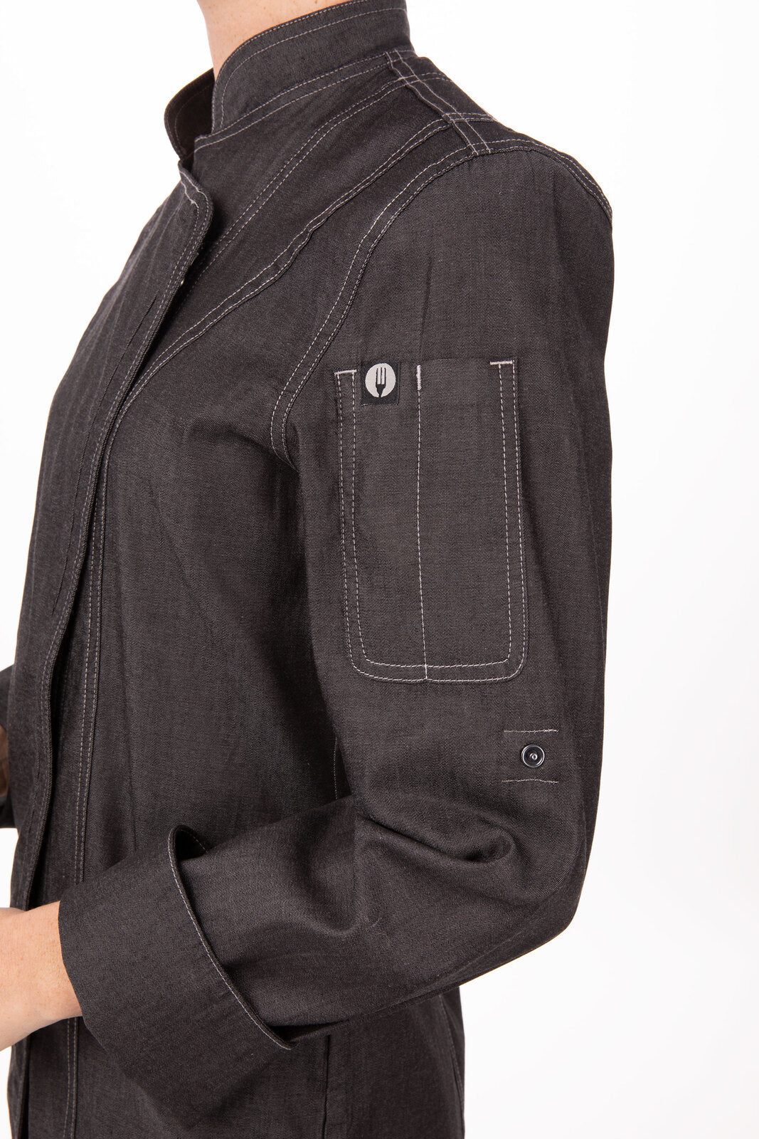 Gramercy Women's Denim Chef Jacket- Black