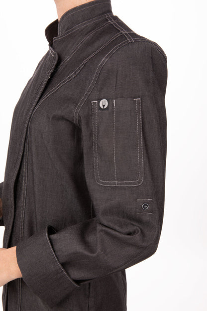 Gramercy Women's Denim Chef Jacket- Black