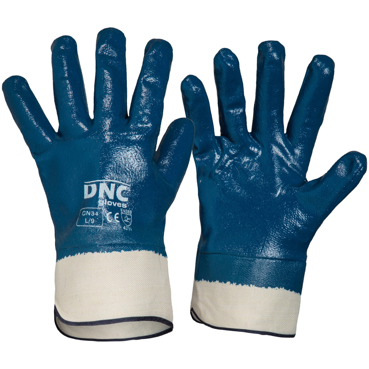 Blue Nitrile Full Dip with Canvas Cuff — DNC Workwear colour image